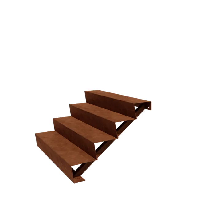 Schódy ogrodowe ze stali corten - 4-stopnie - 96 x 120 x 68 cm