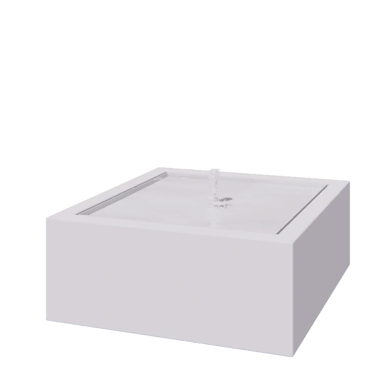 Fontanna ogrodowa z aluminium - Lyra - 100 x 100 x 40 cm - RAL9010 matowy (biały) - Z oświetleniem LED