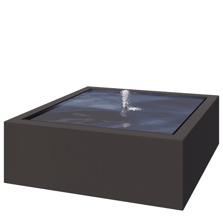 Fontanna ogrodowa z aluminium - Lyra - 120 x 120 x 40 cm - RAL7016 matowy (szary antracyt) - Z oświetleniem LED