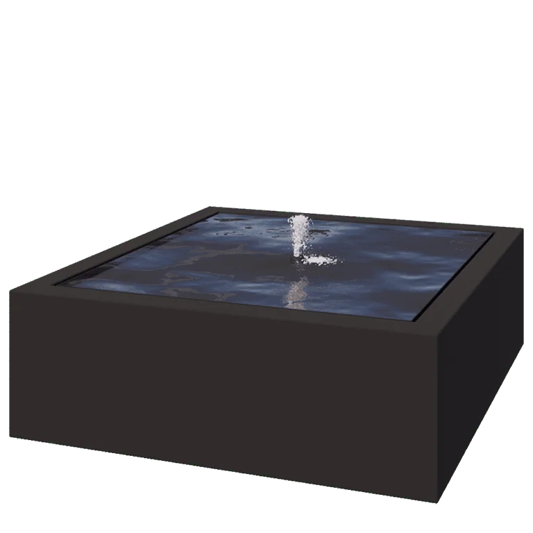 Fontanna ogrodowa z aluminium - Lyra - 120 x 120 x 40 cm - RAL9005 matowy (czarny) - Z oświetleniem LED