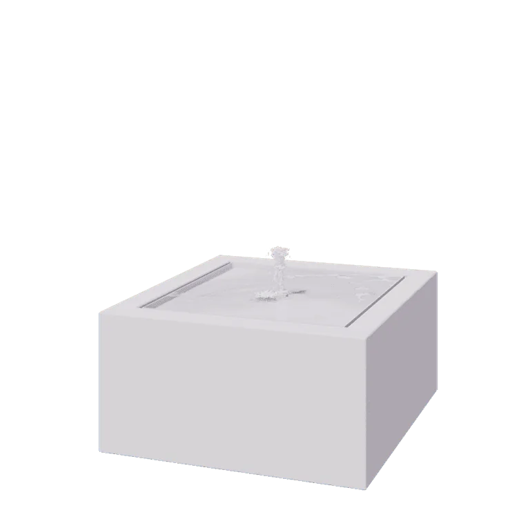 Fontanna ogrodowa z aluminium - Lyra - 80 x 80 x 40 cm - RAL9010 matowy (biały) - Z oświetleniem LED